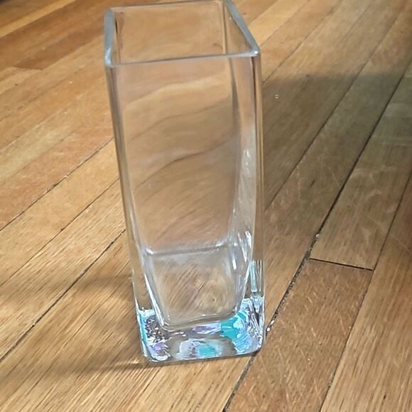 Vintage MCM High Quality Heavy Cut Glass Rectangle Heavy Vase - Picture 2 of 6